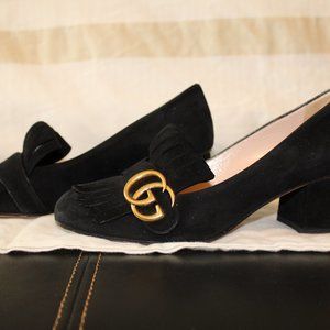 Gucci GG Marmont Pumps in Black Suede - SZ 37